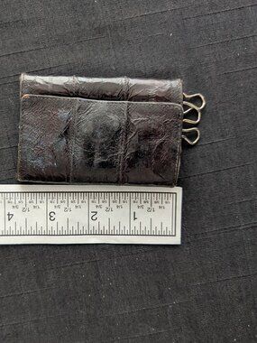 Genuine EEL Skin Leather Key Case Chain Brown Tri-Fold  Coin Pocket Wall…